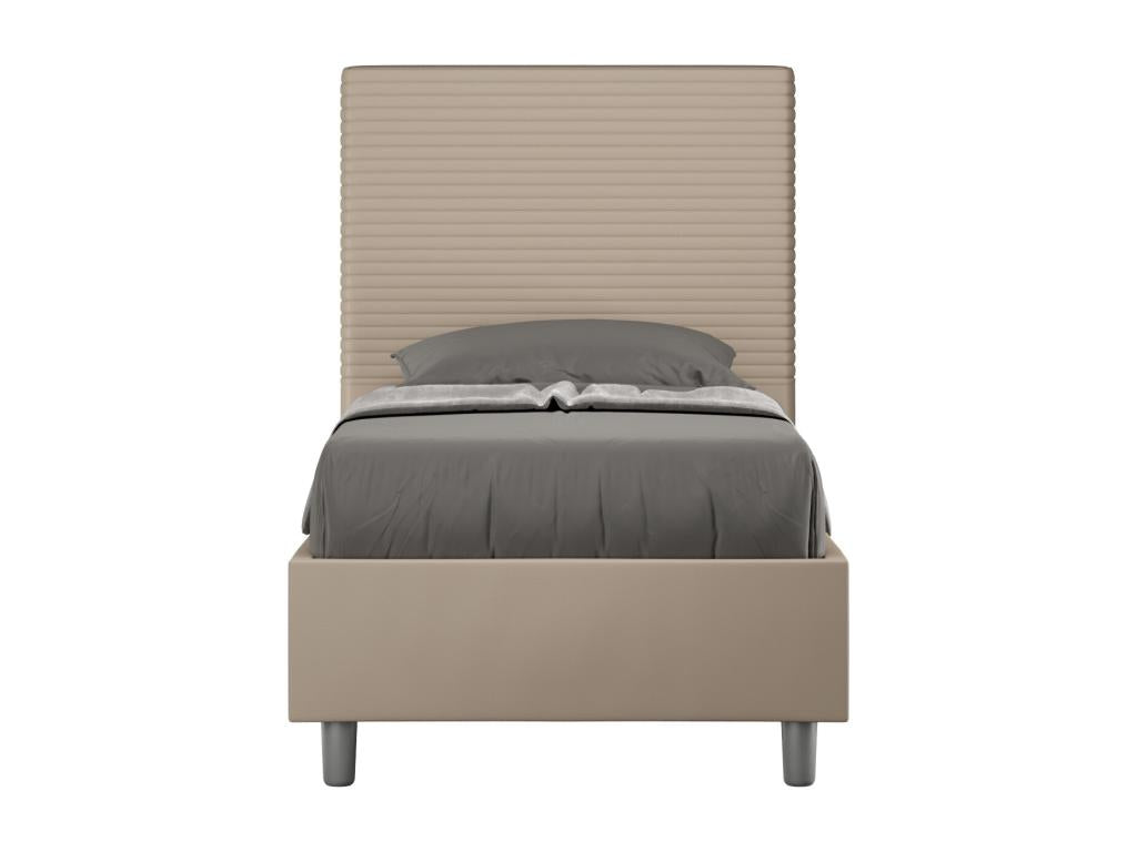 Gray Leather Bed, 90 x 190 cm