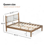 Christopher Knight Home - Harrison Queen Platform Bed with Woven Leather Headboard and Solid Wood Frame