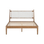 Christopher Knight Home - Harrison Queen Platform Bed with Woven Leather Headboard and Solid Wood Frame