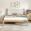 Christopher Knight Home - Harrison Queen Platform Bed with Woven Leather Headboard and Solid Wood Frame