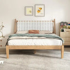 Christopher Knight Home - Harrison Queen Platform Bed with Woven Leather Headboard and Solid Wood Frame