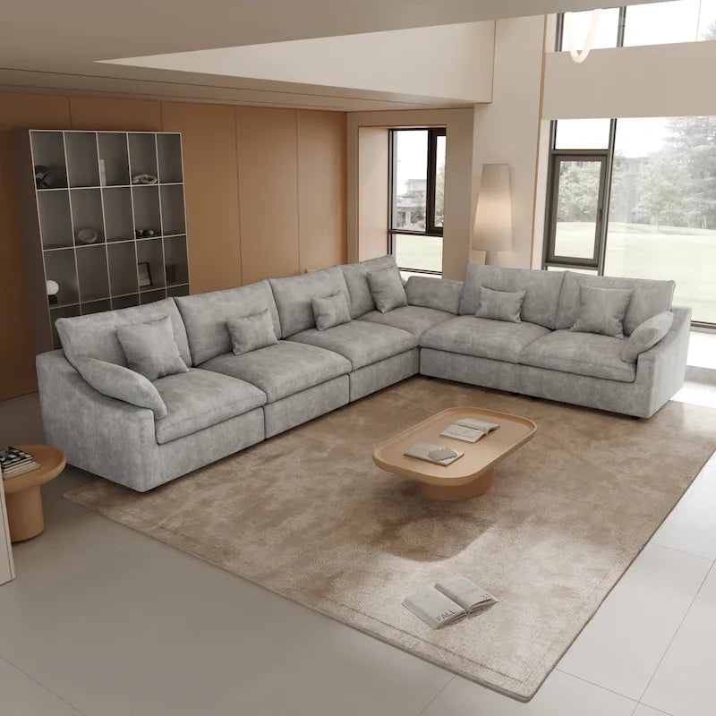 Large Linen Corner Sectional Sofa Couch for Living Room Set