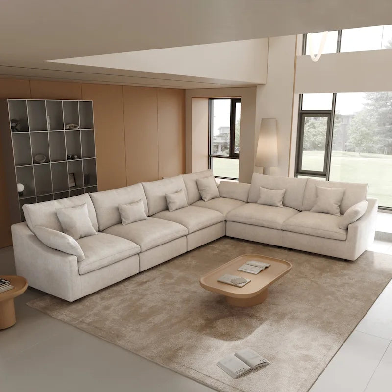 Large Linen Corner Sectional Sofa Couch for Living Room Set