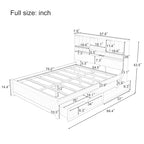 Storage Platform Bed with 2 Underbed Drawers, Wood Captains Bed with Bookcase Headboard Built-in Downlight Charging Station