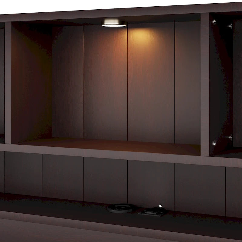 Storage Platform Bed with 2 Underbed Drawers, Wood Captains Bed with Bookcase Headboard Built-in Downlight Charging Station