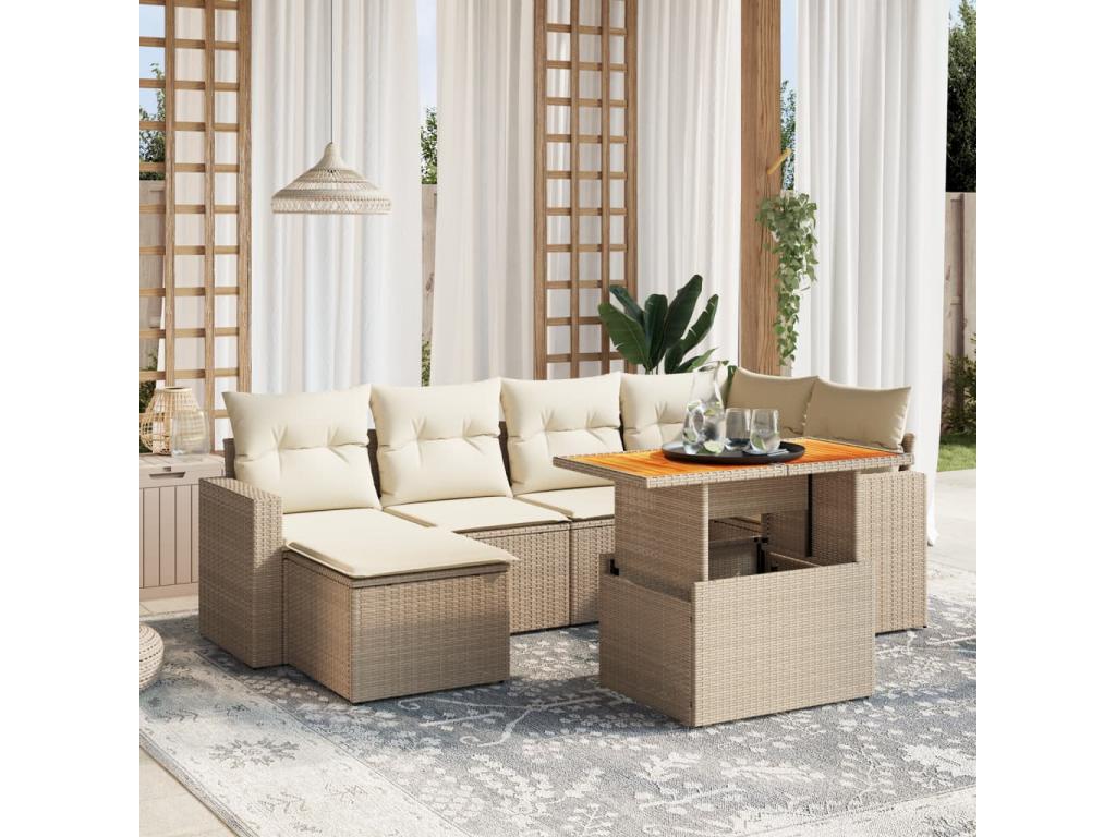 Beige Woven Resin Wicker Outdoor Furniture Set - dlz1766576072407