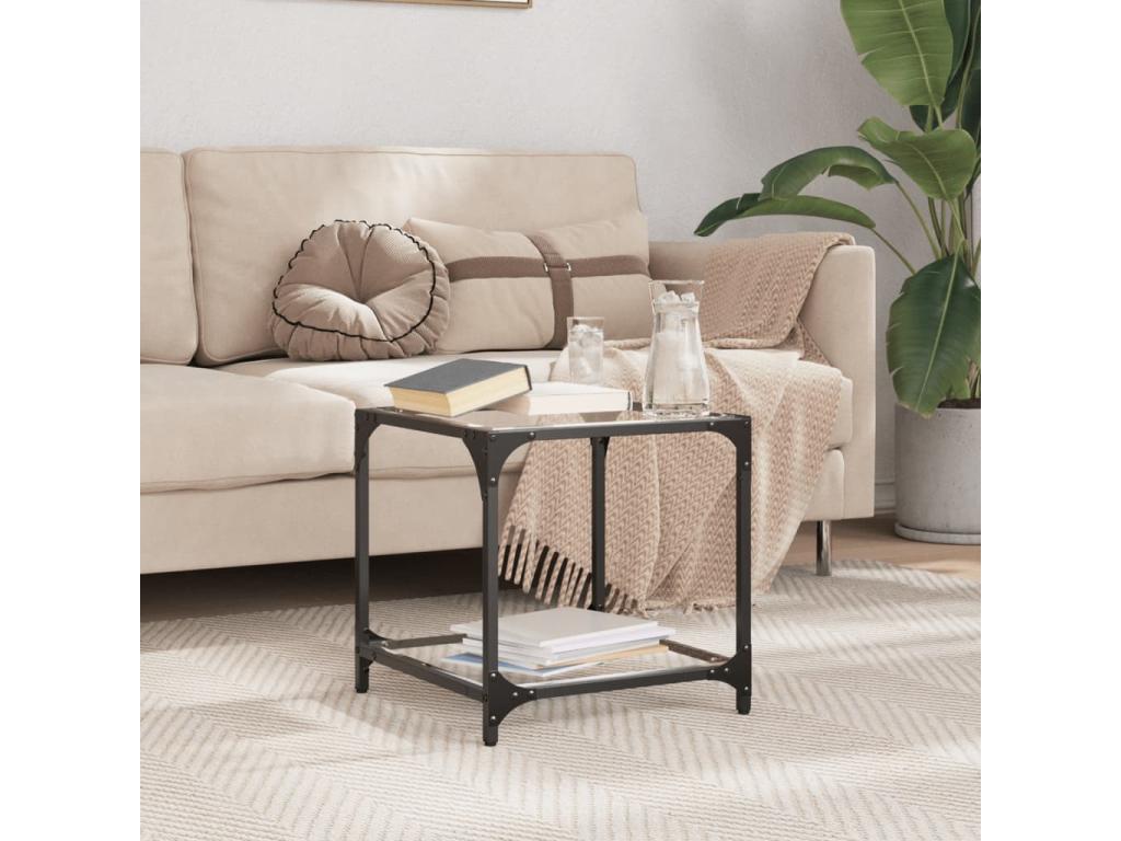 Black Glass Coffee Table, 40 x 40 x 40 cm