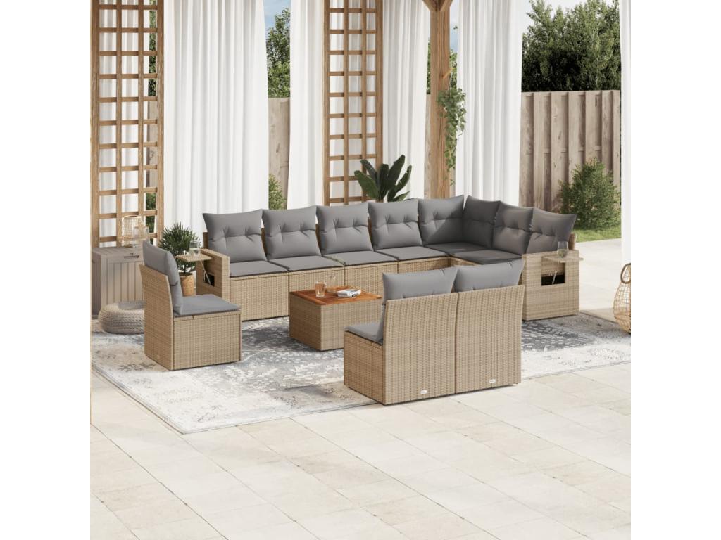 Beige Woven Resin Wicker Outdoor Furniture Set - dlz1766576021422