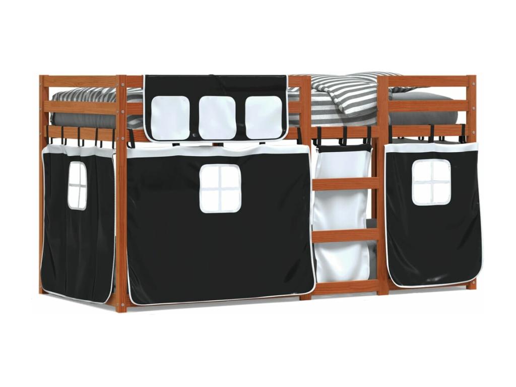 Black Pine Wood Bed, 80 x 200 cm