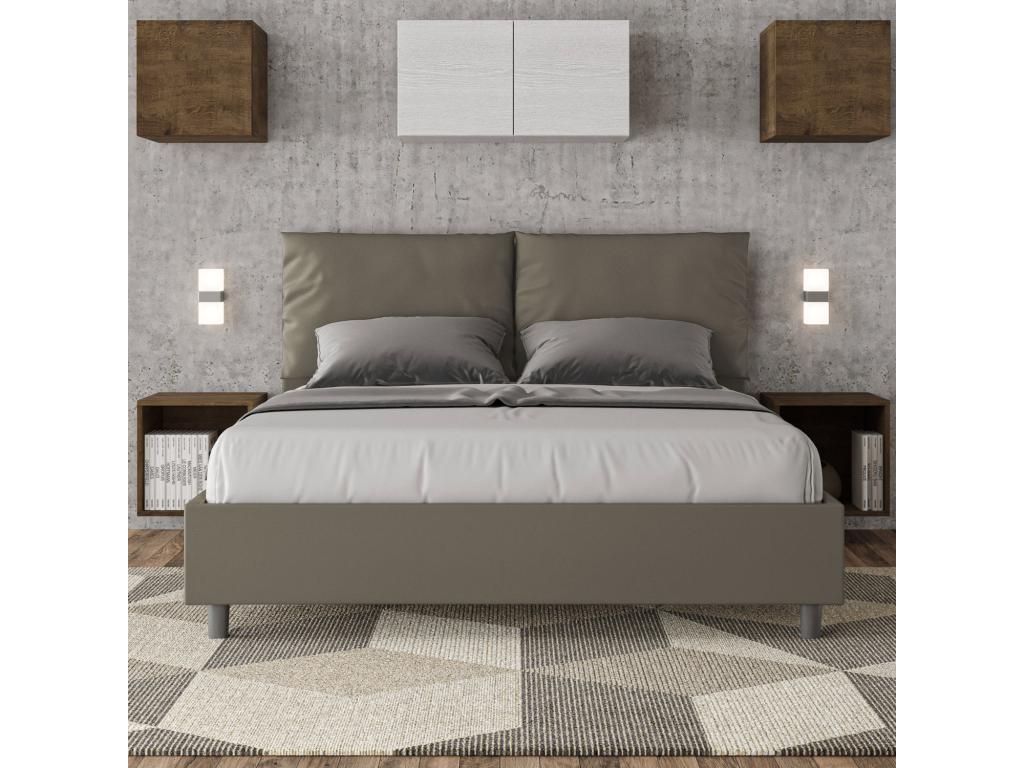 Brown Faux Leather Bed, 160 x 210 cm