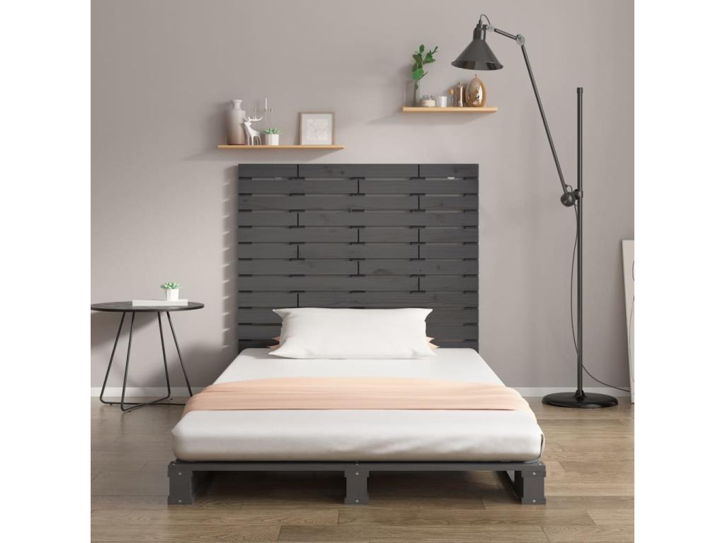 Gray Solid Wood Bed, 96 x 3 x 91.5 cm