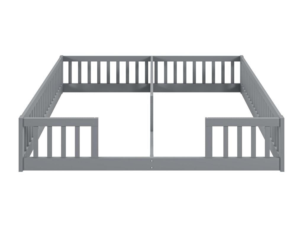 Gray Solid Wood Bed, 2 x 90 x 200 cm