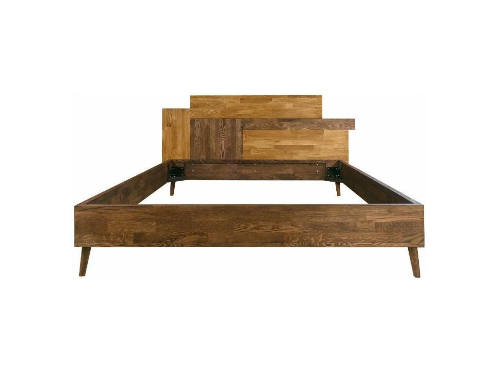 Brown Oak Wood Bed, 160 x 200 cm
