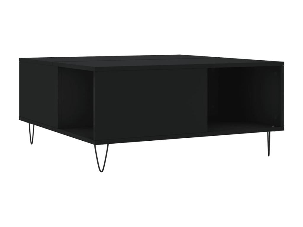 Black Engineered Wood Coffee Table, 80 x 80 x 36.5 cm