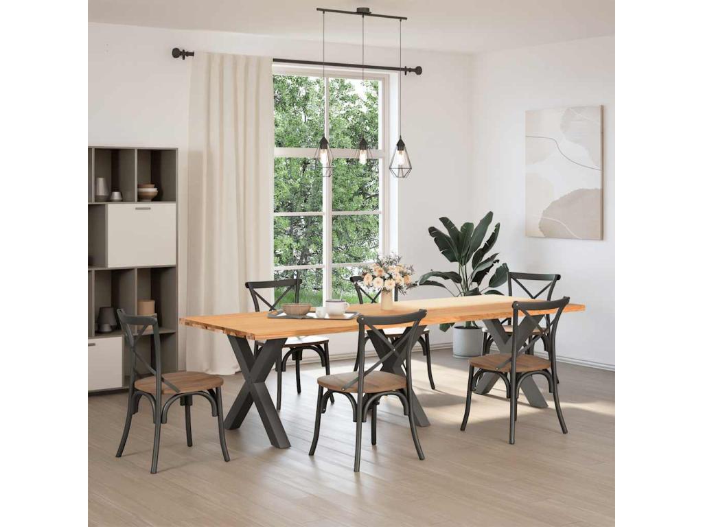 Brown Oak Wood Dining Table