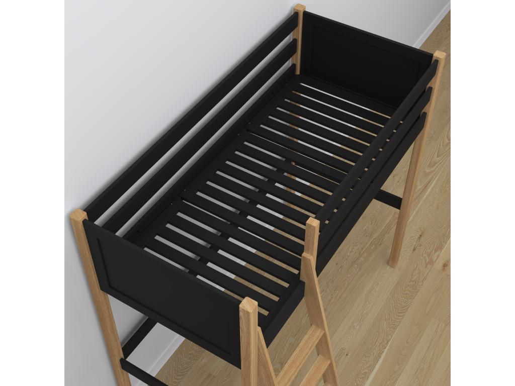 Black Oak Wood Bed, 120 x 180 cm