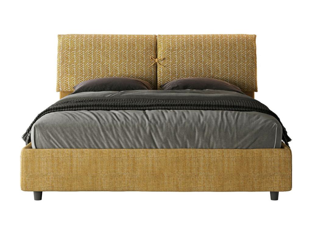 Yellow Fabric Bed, 160 x 200 cm