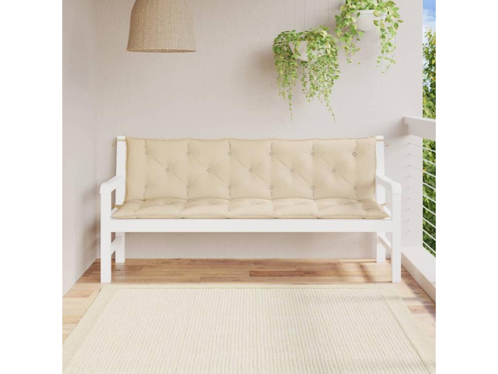 Beige Fabric Bench, 180 x 50 x 7 cm