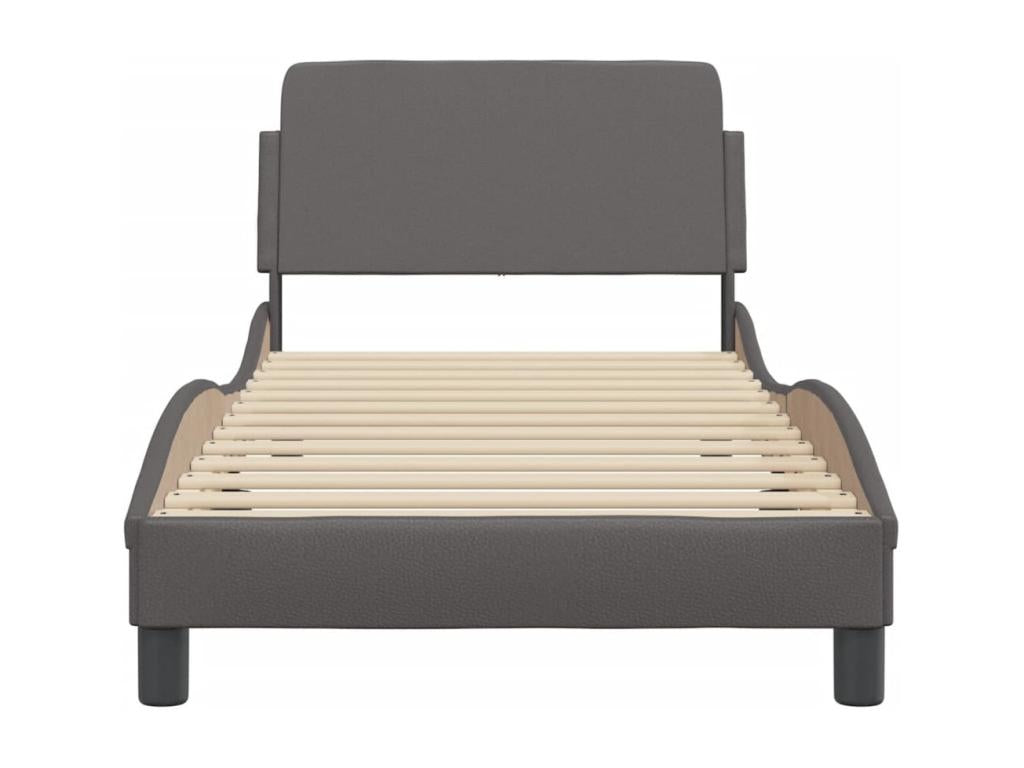 Gray Faux Leather Bed Frame, 80 x 200 cm