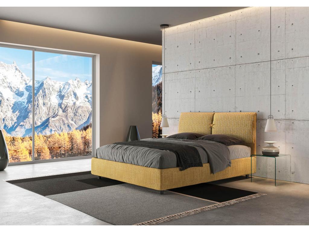 Yellow Fabric Bed, 160 x 200 cm