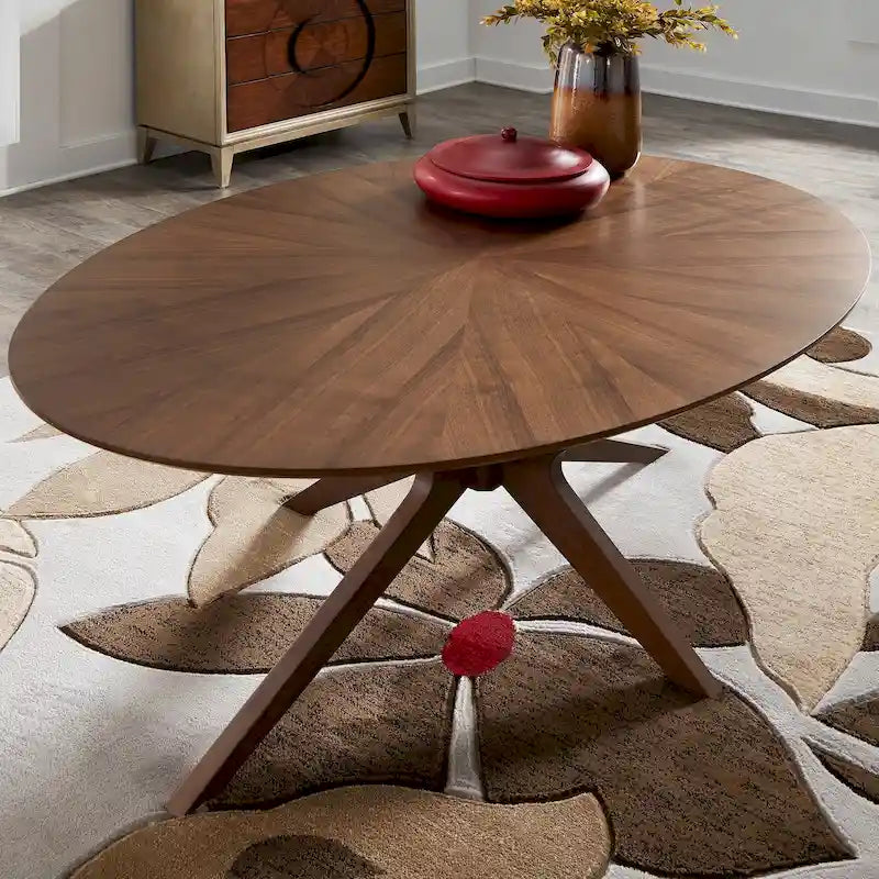 Vilnius Walnut Finish Oval Dining Table