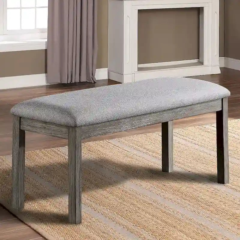 Bura Rustic Grey Upholstered Bench by Furniture of America