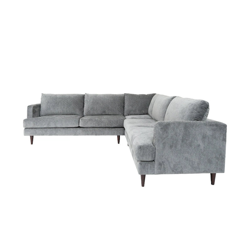 Coast to Coast Sofas Contemporary L Shaped Sectional Sofa Velvet Solid Wood Frame Upholstered