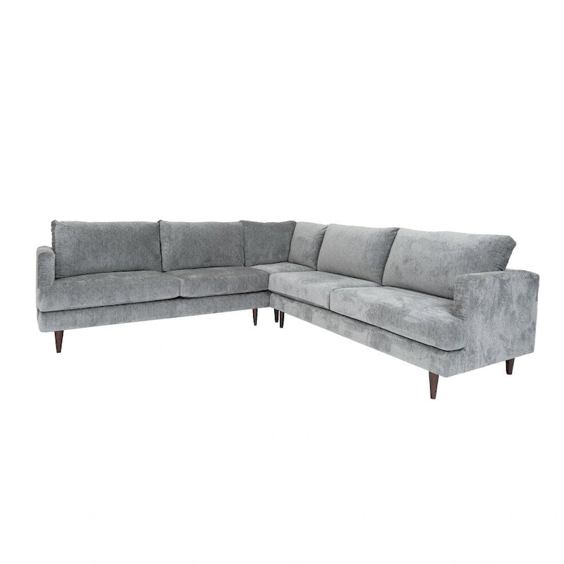 Coast to Coast Sofas Contemporary L Shaped Sectional Sofa Velvet Solid Wood Frame Upholstered