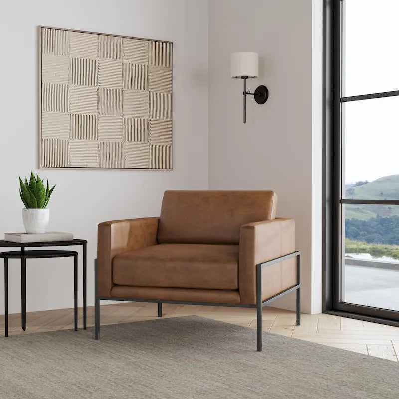 HomePop Modern Upholstered Club Chair w/Metal Frame