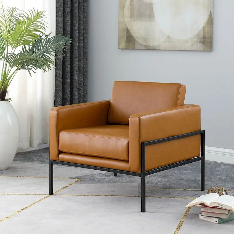 HomePop Modern Upholstered Club Chair w/Metal Frame