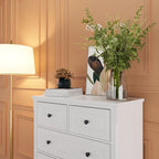 6 Drawer Tall Dresser with Sturdy Wood Frame Drawer Chest for Bedroom