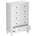 6 Drawer Tall Dresser with Sturdy Wood Frame Drawer Chest for Bedroom