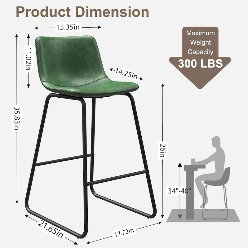 26 Counter Height Bar Stools, Modern PU Leather Counter Stools Set of 3