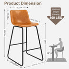 26 Counter Height Bar Stools, Modern PU Leather Counter Stools Set of 3