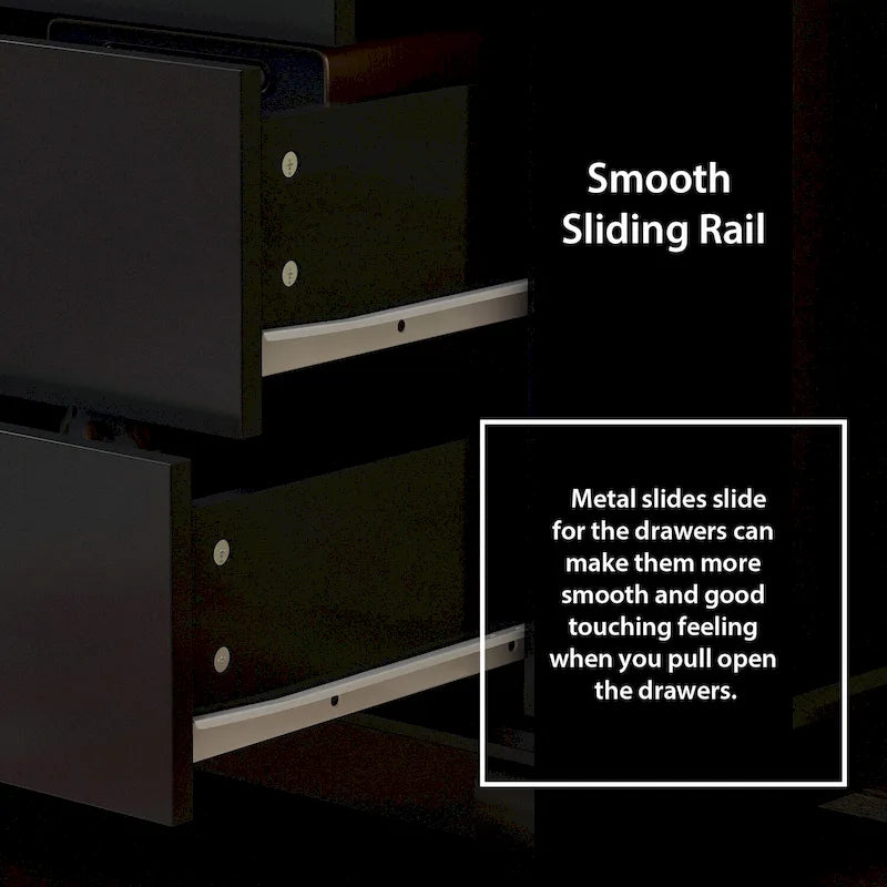 55.1W Lacquer Dresser Long Dresser for Bedroom Chest of Drawers