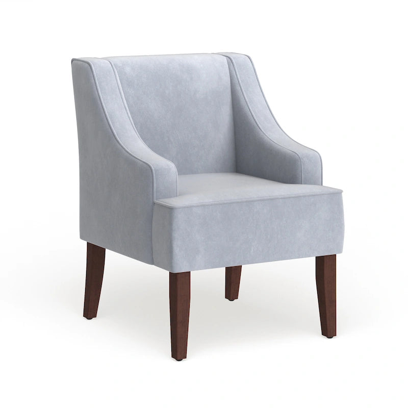 Porch & Den Lyric Dove Grey Velvet Swoop Arm Accent Chair