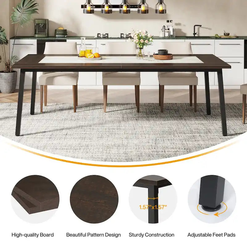 Modern 79-Inch Dining Table for 8-10 People