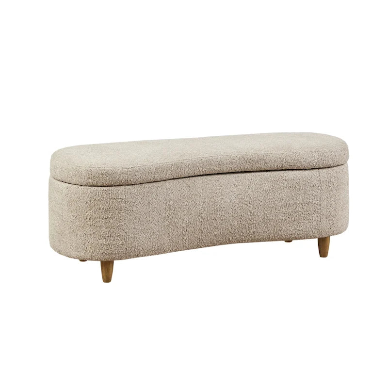 INK+IVY Bailey Taupe Boucle Flip Top Storage Bench