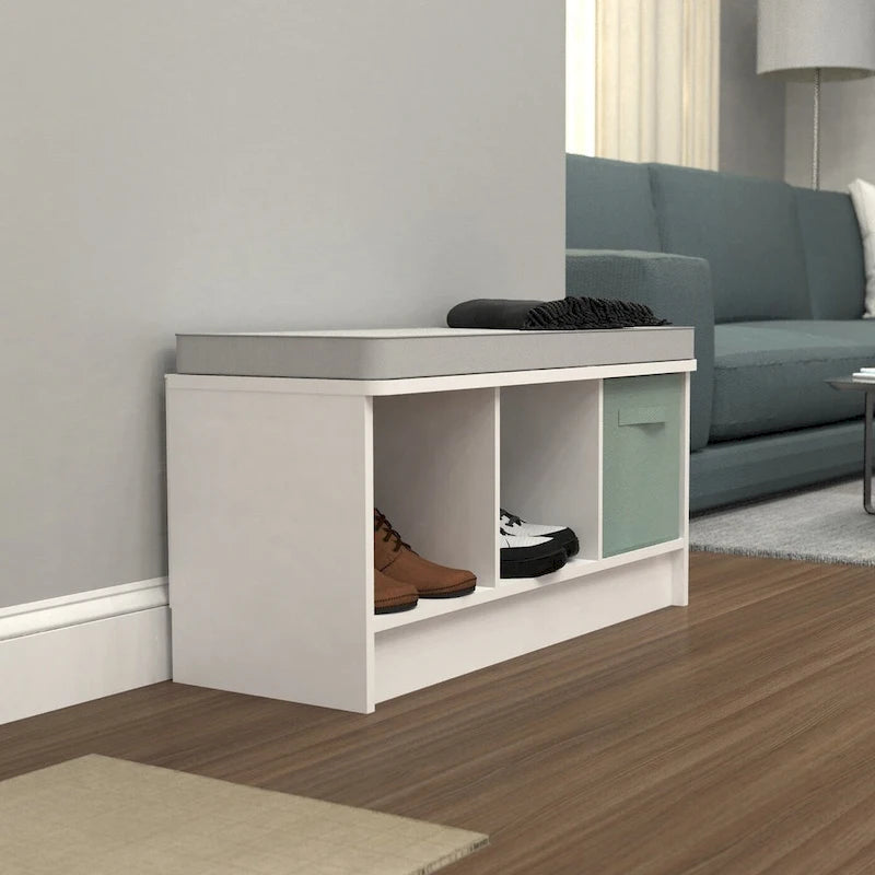 Porch & Den Southbrook 3-cube Storage Bench w/ Grey Cushion