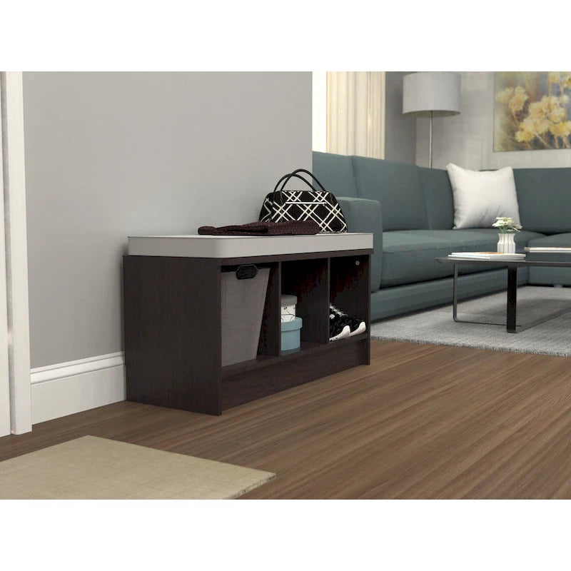 Porch & Den Southbrook 3-cube Storage Bench w/ Grey Cushion