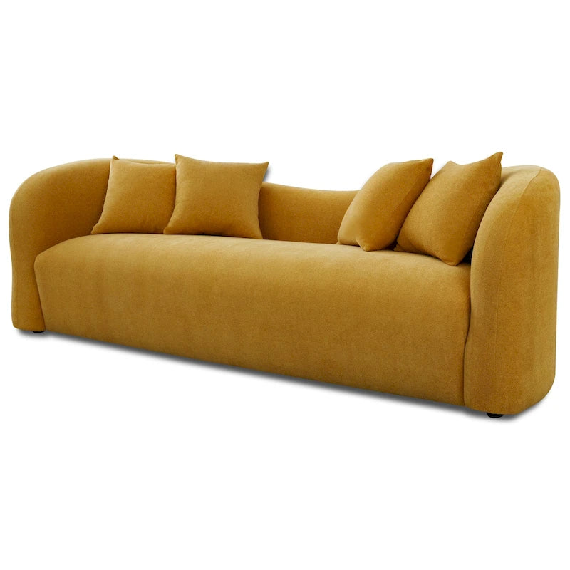 Hanar Mid Century Modern Luxury Tight Curved Back Boucle Sofa