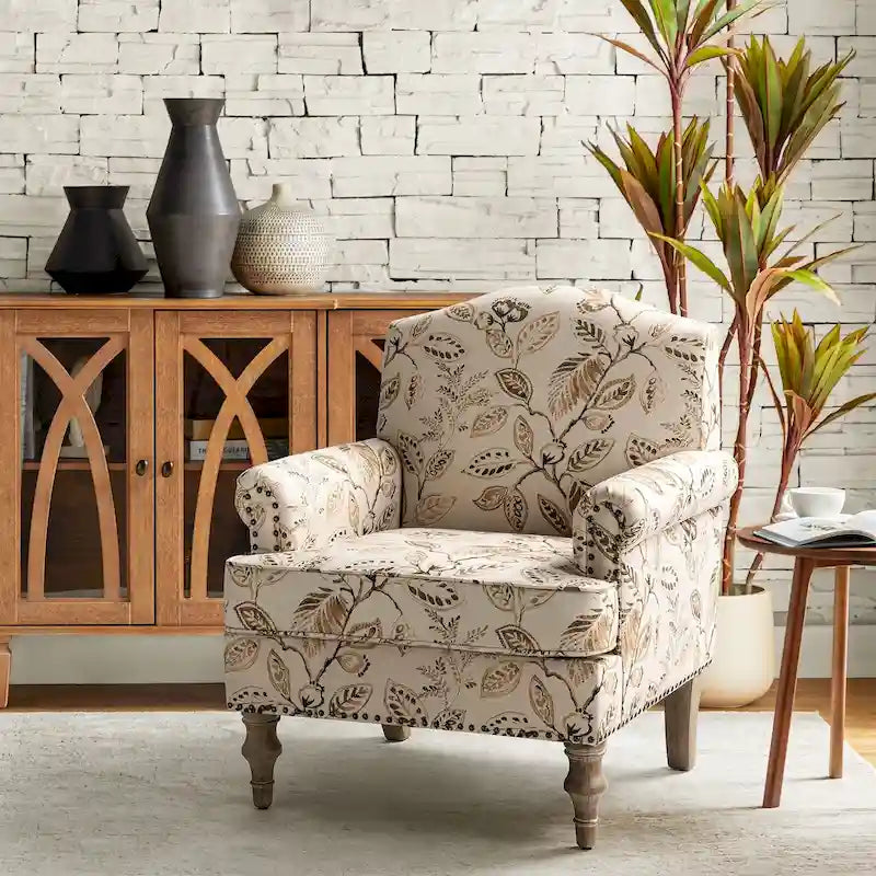 Yahweh Farmhouse Nailhead Armchair with Rolled Arms by HULALA HOME