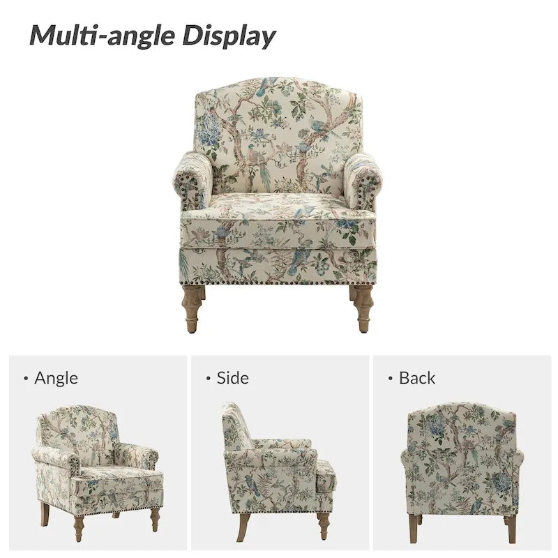 Yahweh Farmhouse Nailhead Armchair with Rolled Arms by HULALA HOME