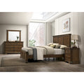 Roundhill Furniture Maderne Traditional Wood Panel Bed with Dresser, Mirror, Nightstand, Antique Walnut Finish