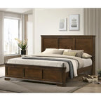 Roundhill Furniture Maderne Traditional Wood Panel Bed with Dresser, Mirror, Nightstand, Antique Walnut Finish