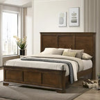 Roundhill Furniture Maderne Traditional Wood Panel Bed with Dresser, Mirror, Nightstand, Antique Walnut Finish