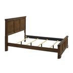 Roundhill Furniture Maderne Traditional Wood Panel Bed with Dresser, Mirror, Nightstand, Antique Walnut Finish