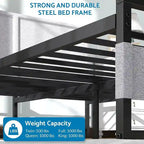 Metal Platform Bed Frame with Headboard, Heavy Duty Steel Slat Bed No Box Spring Needed Noise Free Modern