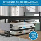 Metal Platform Bed Frame with Headboard, Heavy Duty Steel Slat Bed No Box Spring Needed Noise Free Modern