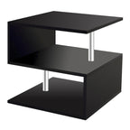 3 Tier S-Shaped End Table Wood Side Table with Storage Shelf - 20.7H x 17.3W x 14.9D
